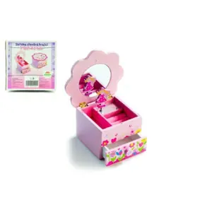 Produkt Teddies Skříňka hrající Princess květina 1 šuplíček dřevo 14,5x8x14,5cm v krabici