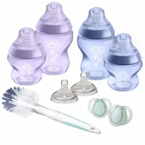 Tommee Tippee sada kojeneckých lahviček C2N s kartáčem Purple