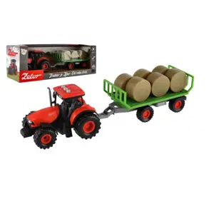 Produkt Traktor Zetor s vlekem a balíky plast 36cm na setrvačník na bat. se světlem se zvukem v krab. 39x13