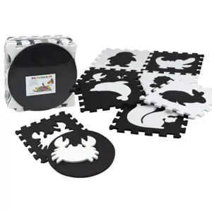 Velké puzzle pěnová podložka zvířata černá a bílá 19 ks