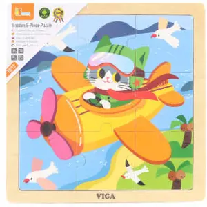 Viga puzzle 9 dílků letadlo s kočičkou