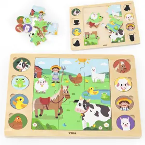 VIGA Wooden Puzzle Guess By The Shadow - Farm Jigsaw 17 ks