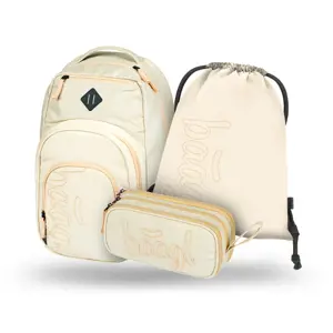 BAAGL 3 SET Coolmate Beige: batoh, penál, sáček