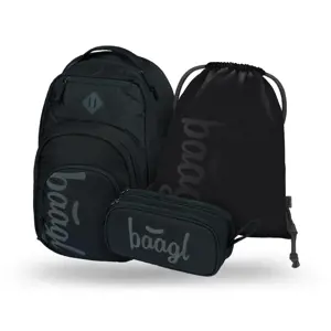 BAAGL 3 SET Coolmate Black: batoh, penál, sáček