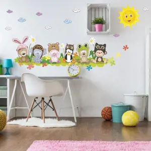 Produkt INSPIO dětské samolepky na zeď - Kamarádi na louce N.1 – 30 × 95 cm + doplňky