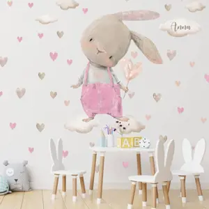 INSPIO samolepka nad postýlku pro miminko - Zajíček v pastelové růžové