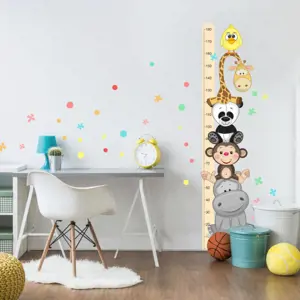 Produkt INSPIO samolepky do dětského pokoje - Oranžový dětský metr s veselými zvířatky