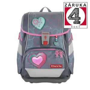 Školní aktovka/batoh 2IN1 PLUS pro prvňáčky – 6dílný set, Step by Step Glitter Heart Hazle