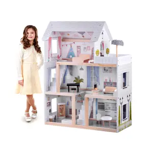 Produkt Dřevěný domeček pro panenky s LED osvětlením bílý