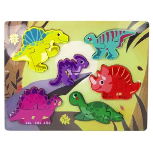 Dřevěné puzzle barevní Dinosauři