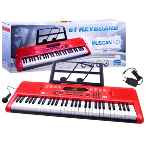 Klávesy keyboard s mikrofonem 61 kláves červené