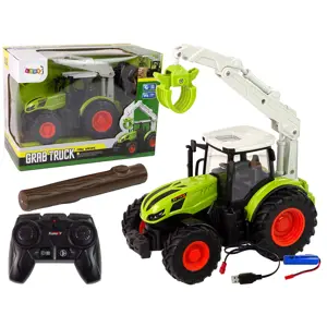 mamido Dálkově ovládaný traktor 1:24 RC zelený s dřevěným drapákem