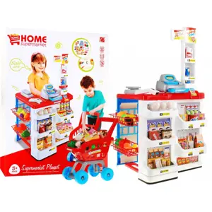 mamido Dětský supermarket s nákupním košíkem červený