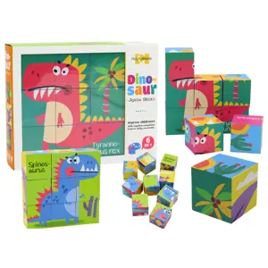 Produkt mamido Edukační puzzle 6v1 skládačka kostky 6 obrázků dinosauři 9 dílů