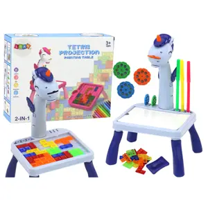 Produkt mamido Mini projektor stolek Tetris 2v1 jednorožec modrý