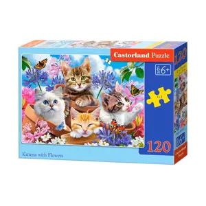 Produkt mamido Puzzle 120 dílků Koťata s květinami