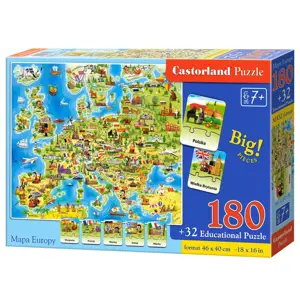 Produkt mamido Puzzle Castorland Mapa Evropy 180 dílků Kvíz