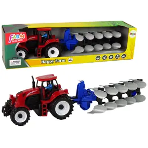 Produkt mamido Traktor s pluhem Farma červený