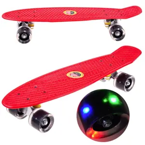 Pennyboard se svítícími LED kolečky červená