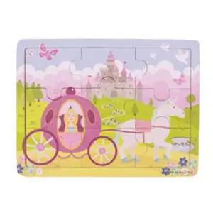 Bigjigs Toys Dřevěné puzzle princezna s kočárem