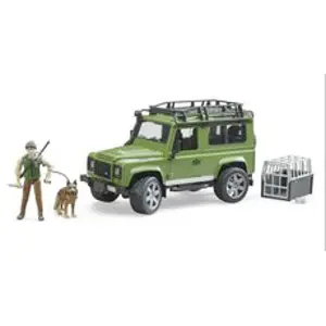 Bruder 2587 Land Rover Defender Station Wagon s figurkou lovce a psa