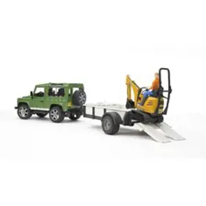 Bruder 2593 Land Rover s přívěsem + mikrobagr JCB