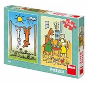 Dino puzzle Pejsek a kočička 2x48D