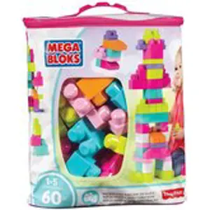 Mega Bloks Kostky v plastovém pytli růžová 60dílů