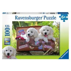 Ravensburger puzzle  Oddych štěňata v kufru 100 dílků