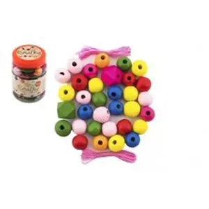 TEDDIES Korálky barevné MAXI s gumičkami 54 ks v malé plastové dóze