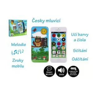 Teddies Naučný mobilní telefon moudré sovy s krytem plast na baterie se zvukem