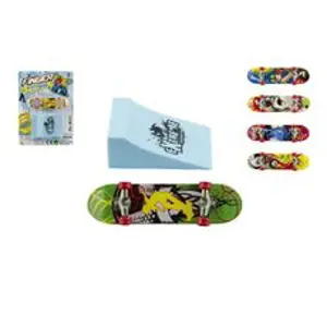 Teddies Skateboard prstový s rampou plast 10cm mix barev na kartě