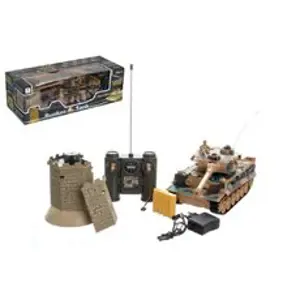 Teddies Tank RC 35cm+bunkr na bat. plast s dobíjecím packem se zvukem se světlem 40MHz