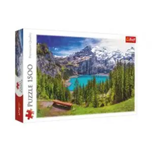 Teddies Trefl Puzzle Jezero Oeschinen Alpy, Švýcarsko 1500 dílků 85x58cm