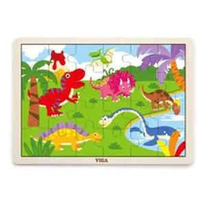 Viga Dřevěné puzzle 16 dílků dinosauři