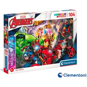 Clementoni - Puzzle 104 Brilliant, Marvel, Clementoni, W023671