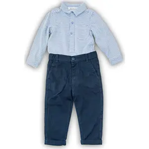 Kojenecký set bavlněný, body košile a kalhoty, Minoti, SMART 5, modrá - 86/92 | 18-24m