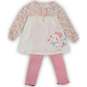 Kojenecký set, šaty a legíny, Minoti, MOUSE 10, růžová - 86/92 | 18-24m