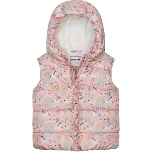 Vesta dívčí nylonová Puffa podšitá microfleecem, Minoti, 12GILET 15, růžová - 86/92 | 18-24m